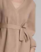 Casaco de Tricot com Faixa Softline Bege