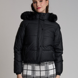 Doudoune Detalhe em Pelos Lauden Preto