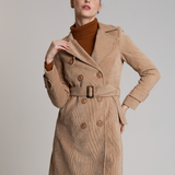 Trench Coat Veludo Cotelê Bege
