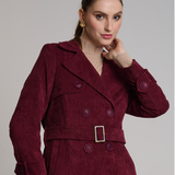 Trench Coat Veludo Cotelê Vinho