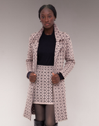 Trench Coat Mousse Geométrico Bege e Preta