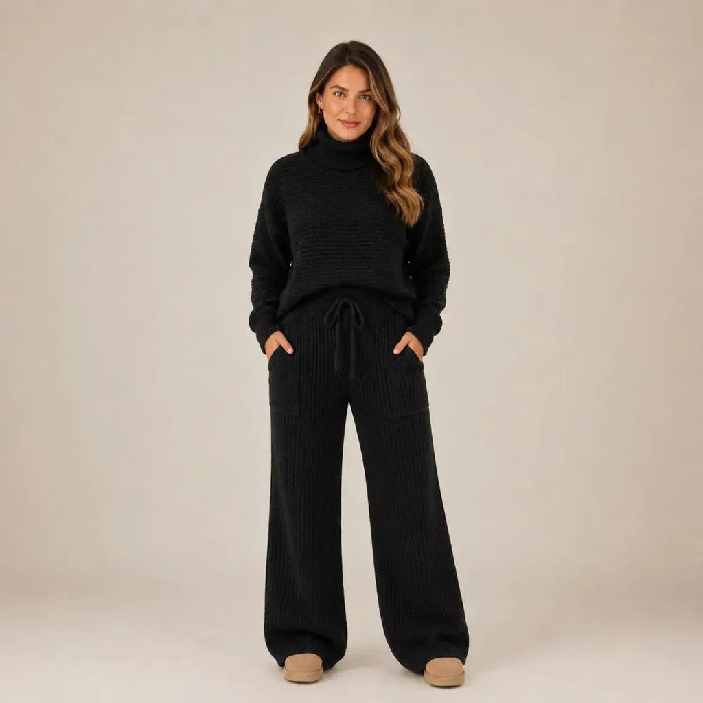 PREÇO DE LANÇAMENTO - Conjuntos Tatiana de Tricot Mousse (Blusa Gola Alta + Calça)