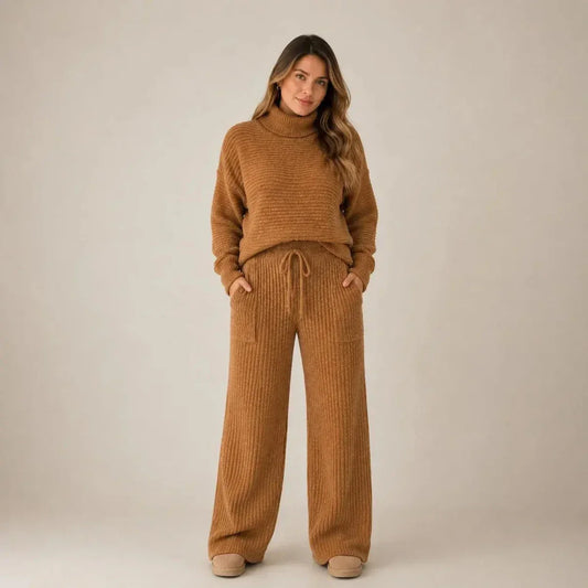 PREÇO DE LANÇAMENTO - Conjuntos Tatiana de Tricot Mousse (Blusa Gola Alta + Calça)