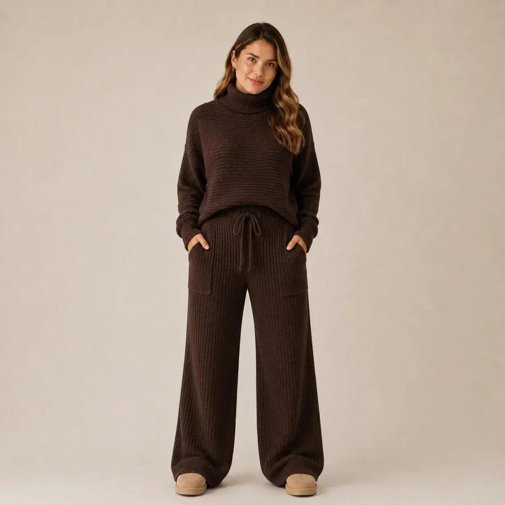 PREÇO DE LANÇAMENTO - Conjuntos Tatiana de Tricot Mousse (Blusa Gola Alta + Calça)