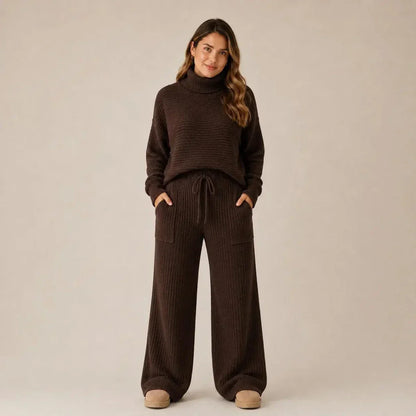 PREÇO DE LANÇAMENTO - Conjuntos Tatiana de Tricot Mousse (Blusa Gola Alta + Calça)