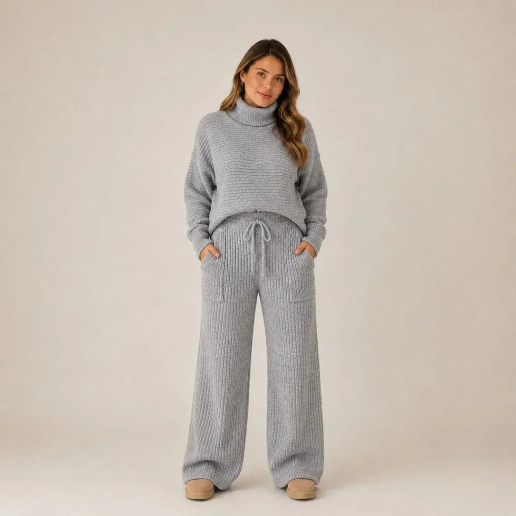 PREÇO DE LANÇAMENTO - Conjuntos Tatiana de Tricot Mousse (Blusa Gola Alta + Calça)