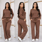 Conjunto Feminino Longo em Tricot (Blusa + Calça) | PROMOÇÃO DE INVERNO
