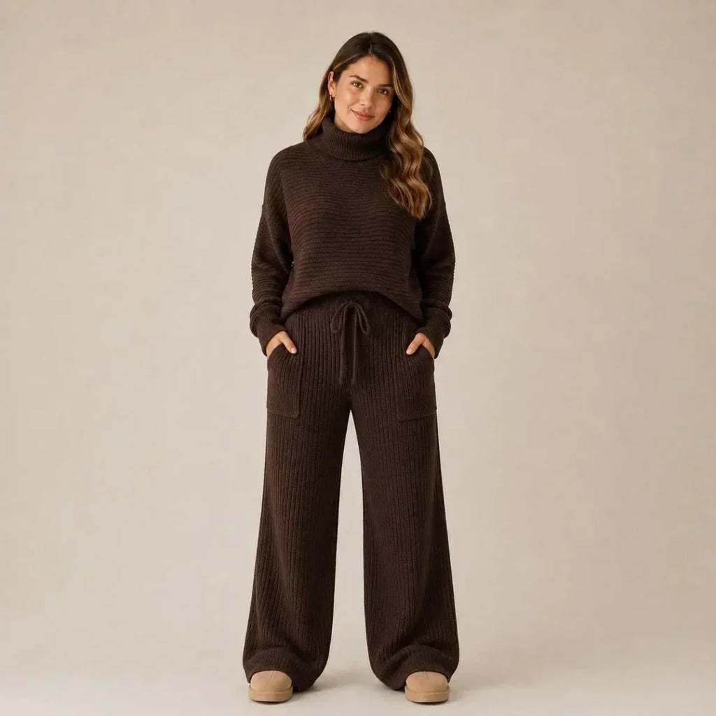 Conjunto Tatiana de Tricot Mousse (Blusa Gola Alta + Calça)